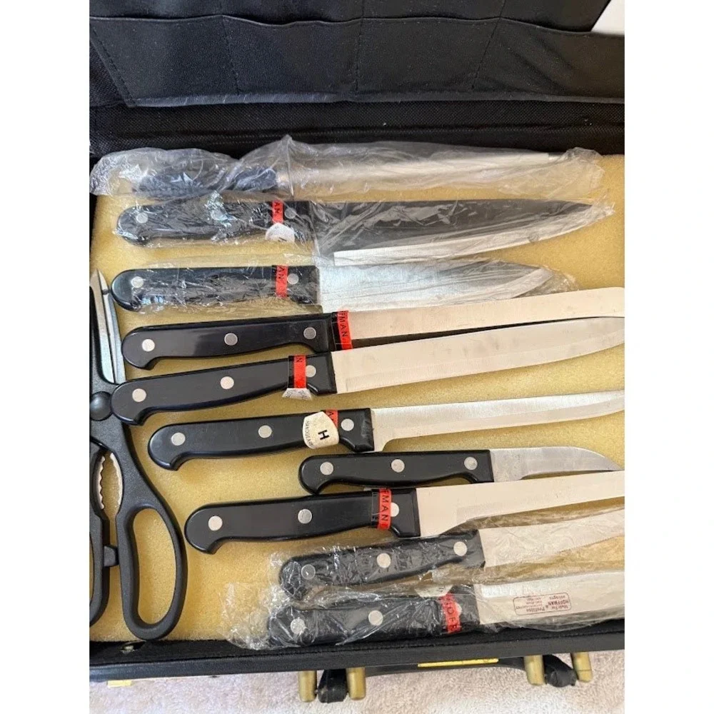 Hoffman Solingen Professional Knife Set in Locking Briefcase Case 14 Piece Black